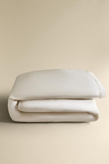 COTTON SATEEN DUVET COVER WITH TRIM (300 THREAD COUNT) - Cava by Zara