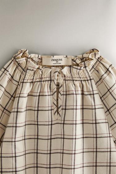 CHILDREN'S CHRISTMAS CHECK COTTON NIGHTDRESS - Ecru by Zara - Image 1