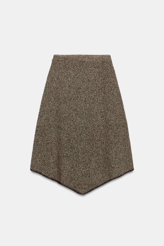 FALDA PUNTO ASIMÉTRICA - Marrón / Topo de Zara - Imagen 0
