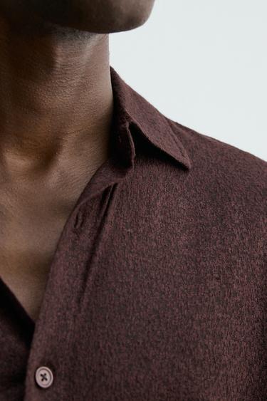 TEXTURED JACQUARD SHIRT - Dark burgundy by Zara - Image 5