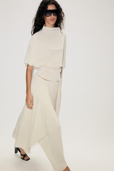 ASYMMETRIC FLOWING SKIRT - Ecru by Zara