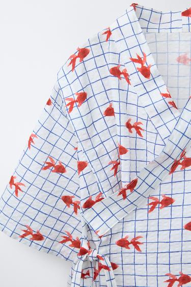 9-18 MOIS/ ENSEMBLE IMPRIMÉ GOLDEN FISH KIMONO ET BERMUDA - Écru de Zara - Image 2