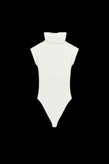 BODY AUS BAUMWOLLE MIT HOHEM KRAGEN - Cremefarben von Zara - Bild 0