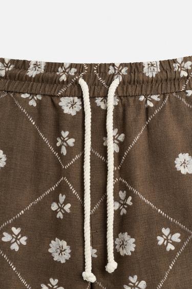 CONTRAST PRINT BERMUDA SHORTS - Dark khaki by Zara - Image 8