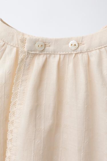 EMBROIDERED AND LACE BLOUSE - Ecru by Zara - Image 3
