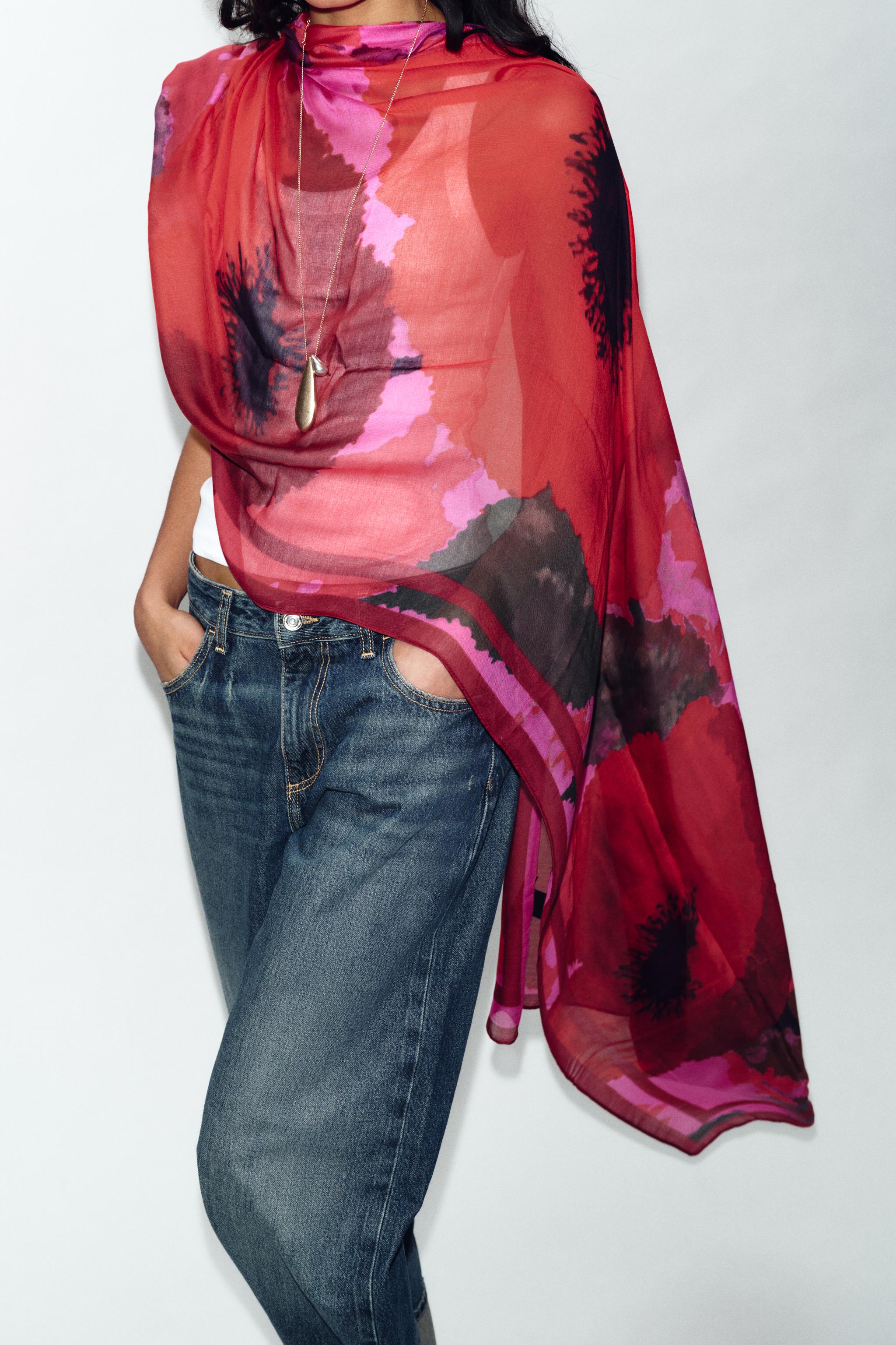 FOULARD À IMPRIMÉ FLEURS MODAL SOIE
