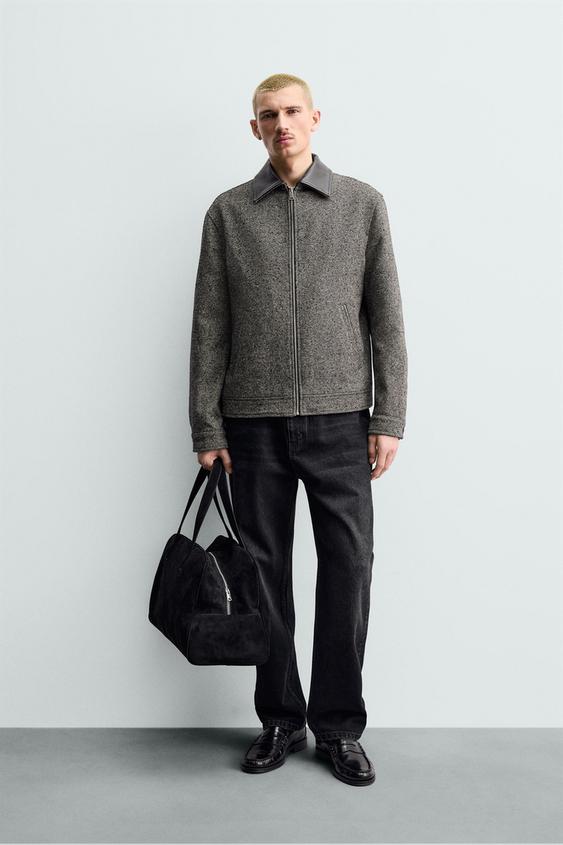 LEATHER TRIM TEXTURED JACKET ORIGINS