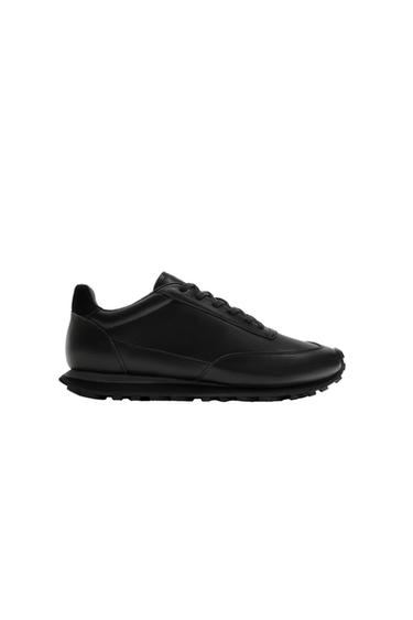 CASUAL LEATHER TRAINERS - Black by Zara