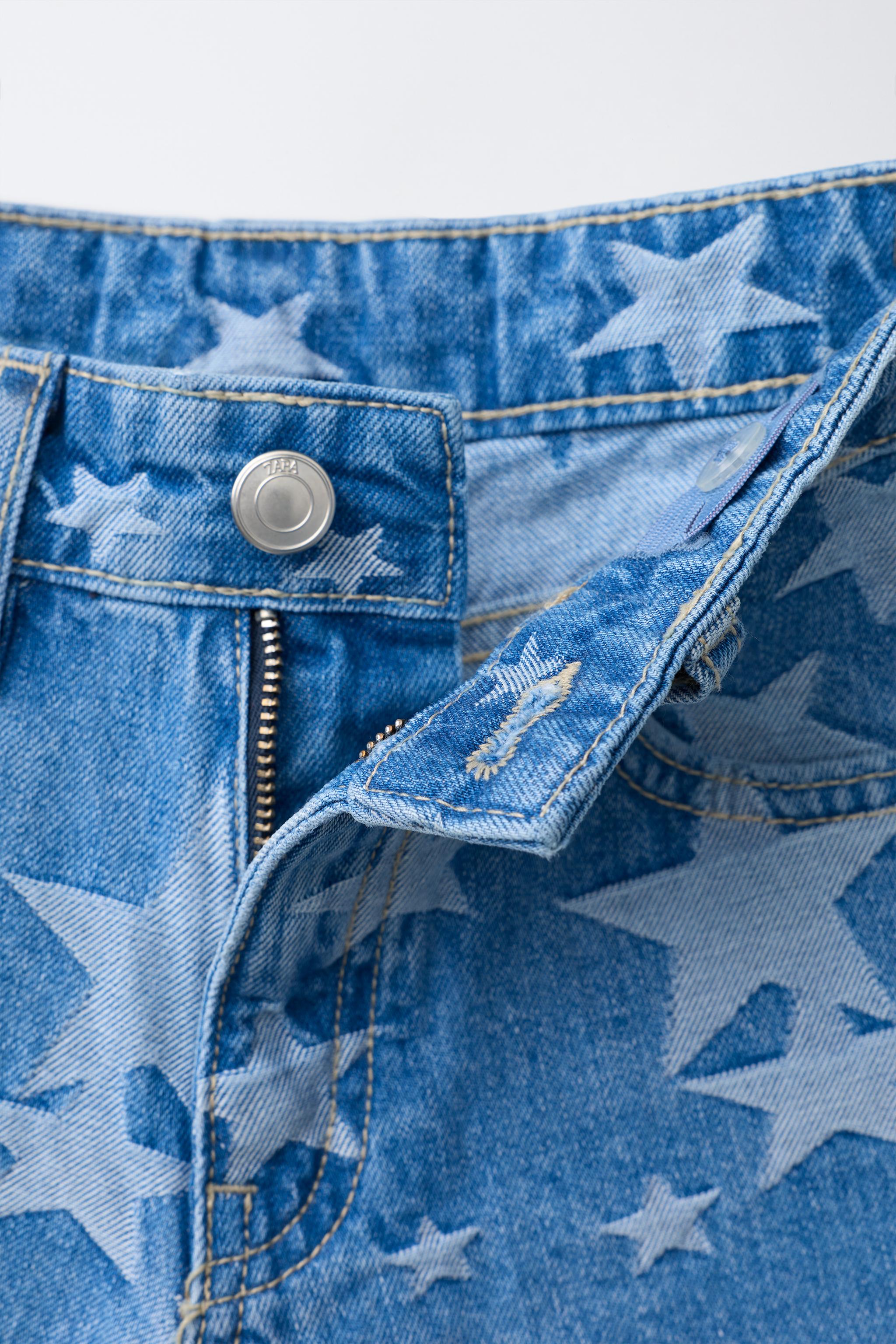 STAR PRINT DENIM SHORTS