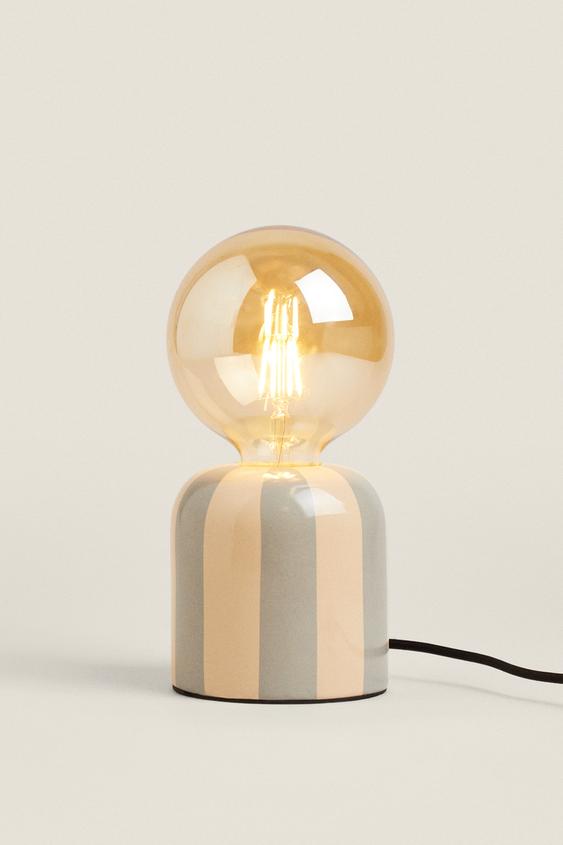 LAMPE DE TABLE CÉRAMIQUE AVEC AMPOULE - Bleu de Zara - Image 1