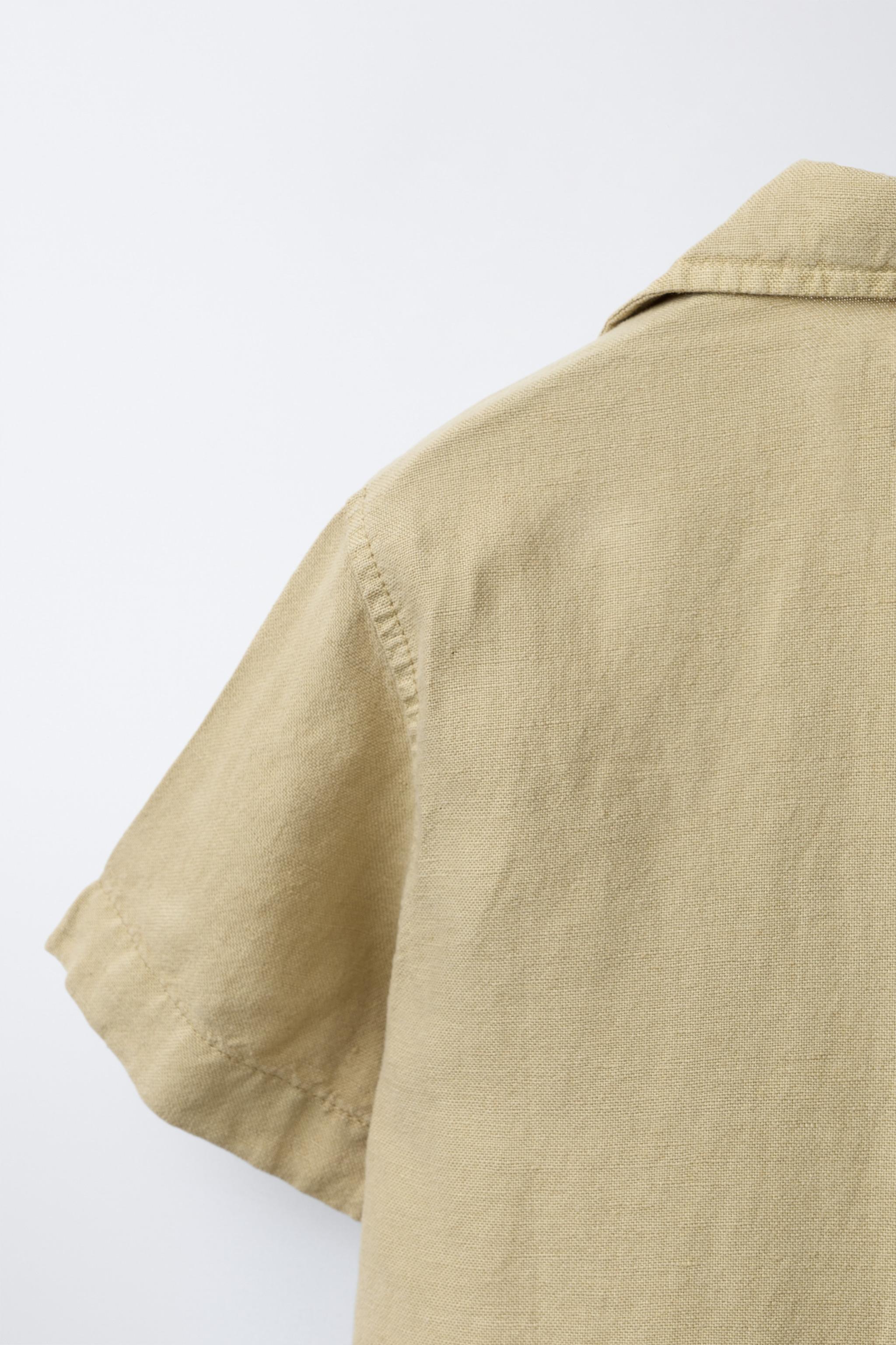 FLUID SPREAD COLLAR SHIRT WITH LINEN