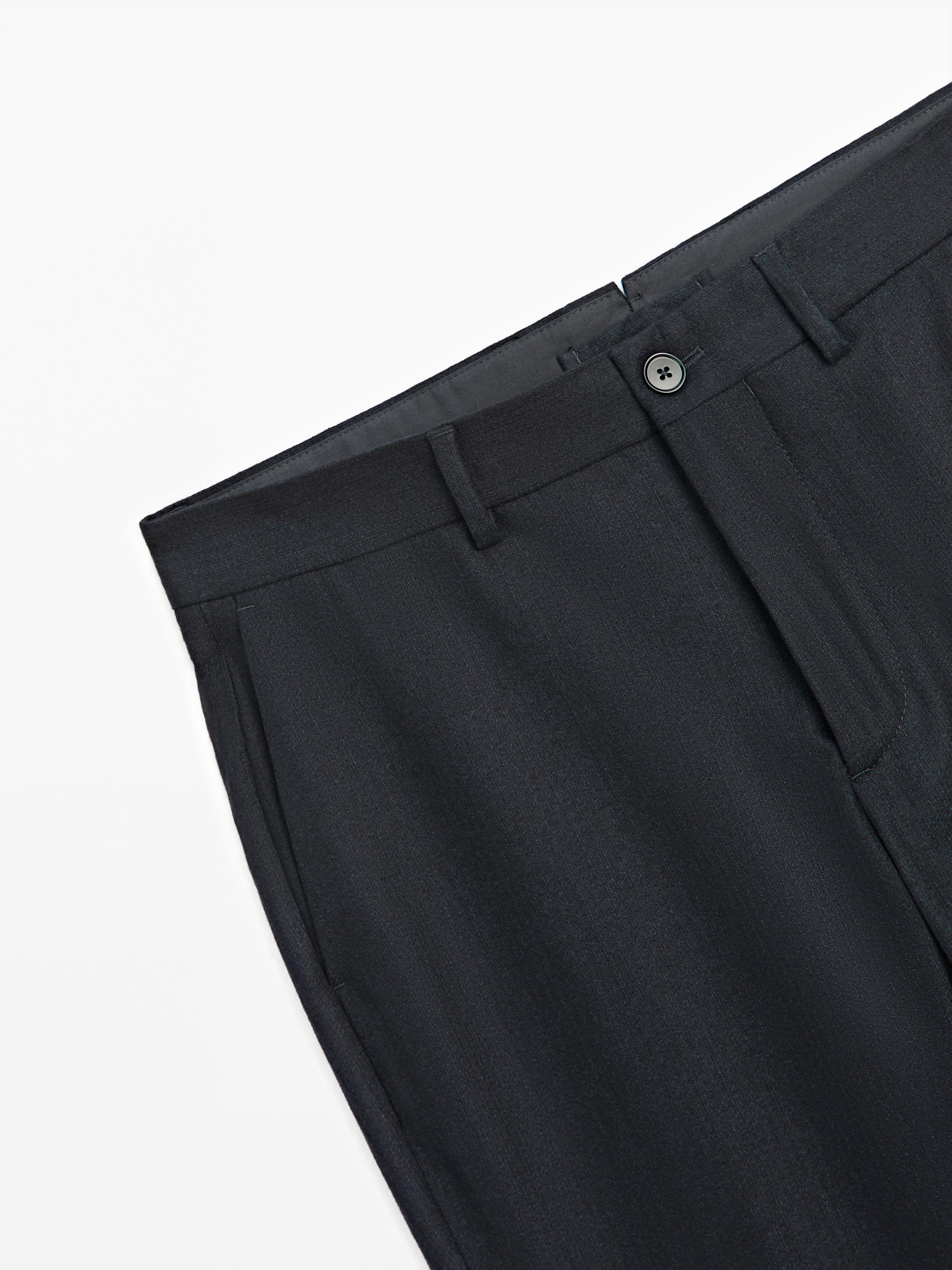 100% wool corduroy-effect flannel trousers