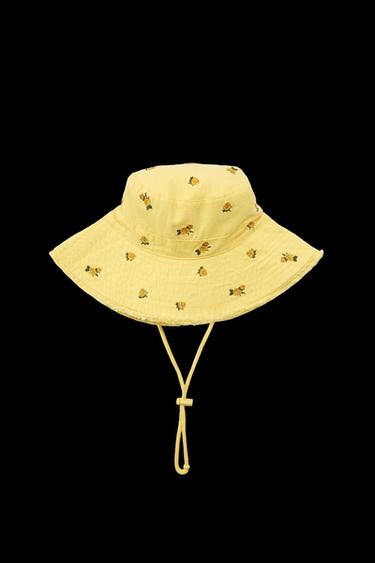GORRO BUCKET BORDADOS FLORES - Amarillo de Zara - Imagen 0