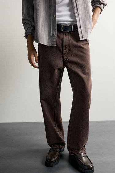 RELAXED FIT CARPENTER JEANS - Brown by Zara