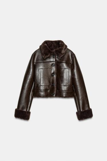 DOUBLE-FACED FAUX FUR JACKET - Brown by Zara - Image 2