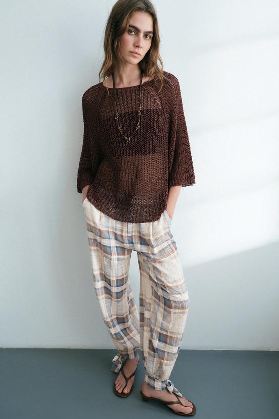 OPEN KNIT JUMPER - Brown by Zara - Image 0