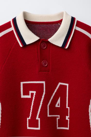 PULL EN MAILLE POLO NUMÉRO - Bleu marine foncé de Zara - Image 2