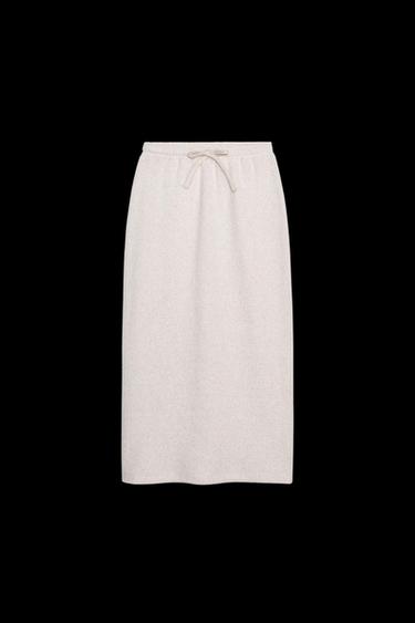 FALDA MIDI RÚSTICA SOFT - Beige de Zara - Imagen 0