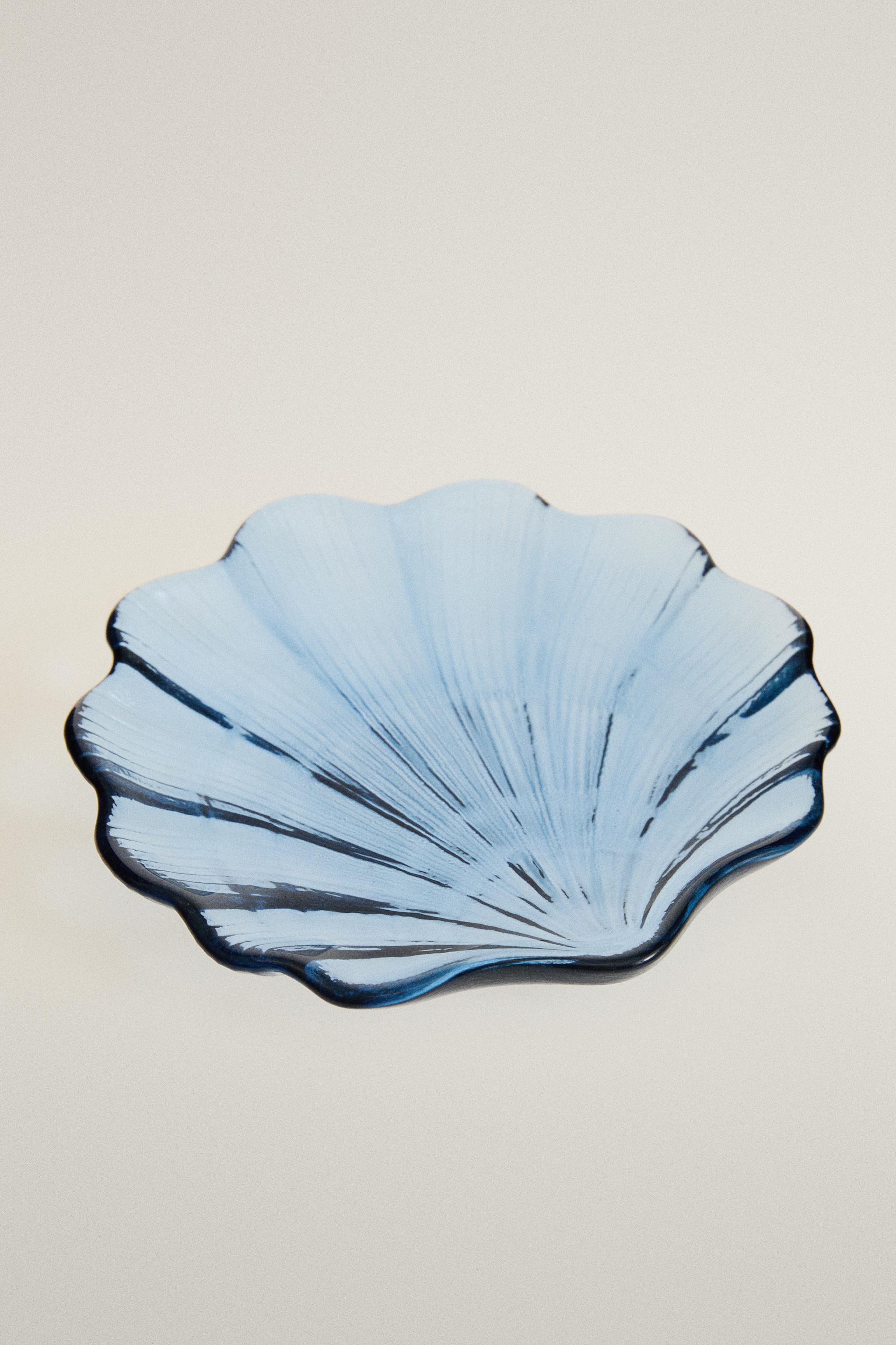 WAVY SHELL GLASS BOWL — Blue (alternate view)