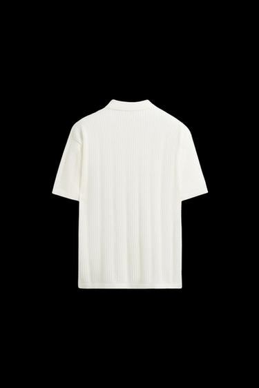 Zara OPEN KNIT SHIRT - Oyster-white