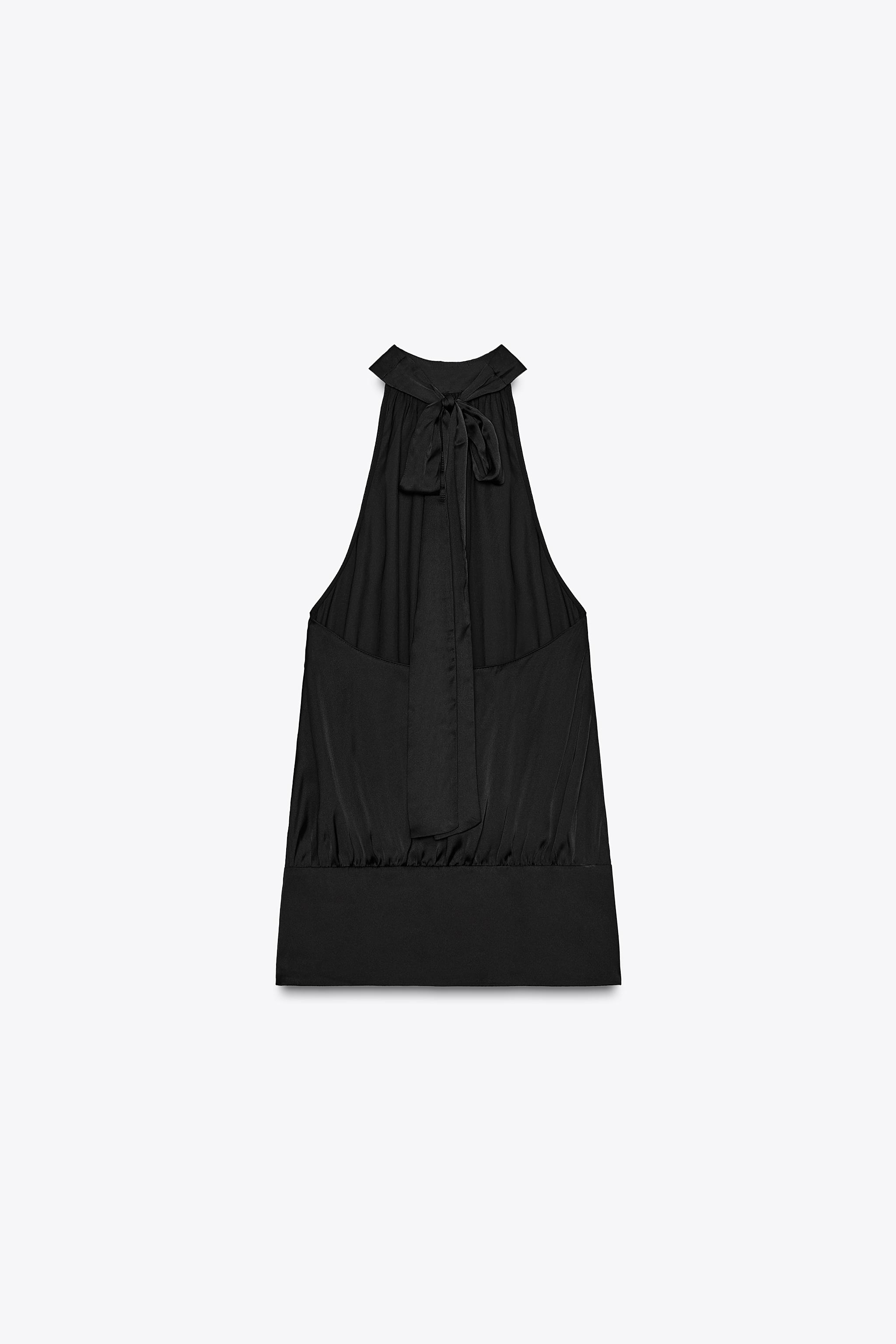 SATIN HALTER TOP - Black | ZARA United States
