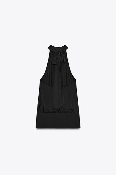 SATIN HALTER TOP - Black by Zara - Image 6