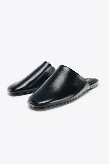 CHAUSSURES À BRIDES ARRIÈRE EN CUIR - Noir de Zara - Image 3
