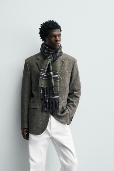 BUFANDA COMBINADA CUADROS - Marino de Zara - Imagen 0