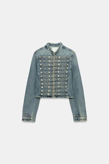 VESTE EN DENIM TRF AJUSTÉE À BOUTONS - Indigo de Zara - Image 4
