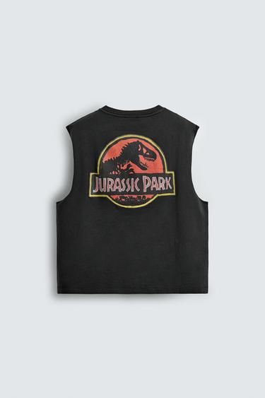 Zara JURASSIC PARK© UCS LLC AND AMBLIN X DYLAN´S T-SHIRT CLUB X ZARA ILLUSTRATED T-SHIRT - Dark anthracite