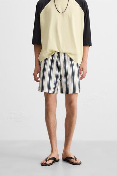 MAILLOT DE BAIN MOYEN RAYURES - Écru / Bleu de Zara - Image 2