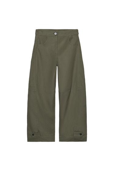 PANTALÓN BARREL TRABILLAS - Khaki oscuro de Zara