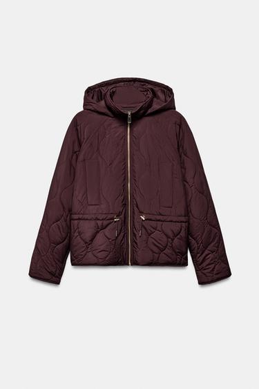 HOODED PUFFER JACKET - Burgundy by Zara