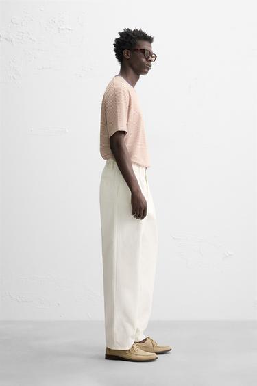 PANTALON RELAXED FIT PLIS - Blanc cassé de Zara - Image 3