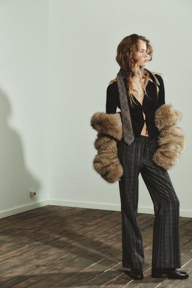 FAUX SUEDE SHIRT WITH TIES - Black by Zara - Image 0