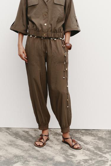PANTALÓN PUÑO BAJO - Marrón de Zara