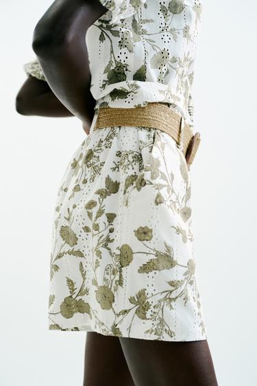 BERMUDA IMPRIMÉ BRODERIES AJOURÉES - écru/vert kaki de Zara - Image 3