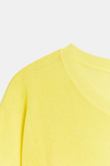 TOP EN MAILLE FINE À MANCHES COURTES - Jaune de Zara - Image 9