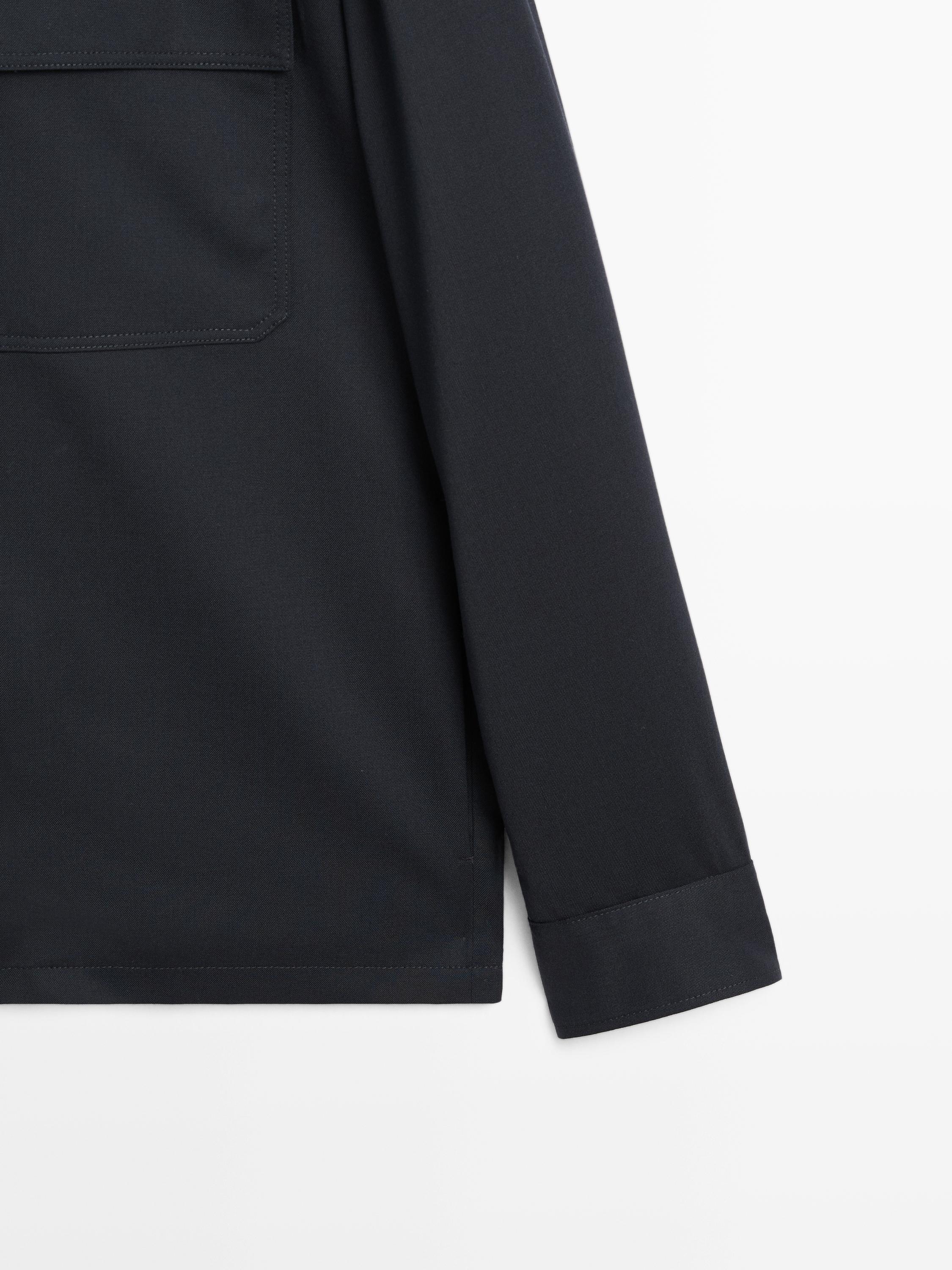 Cool wool blend zipped overshirt