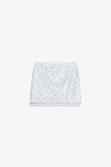 SEQUIN MINI SKIRT - Silver by Zara - Image 0