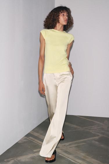 تيشرت قطني مغسول - أصفر الخاص بـ Zara