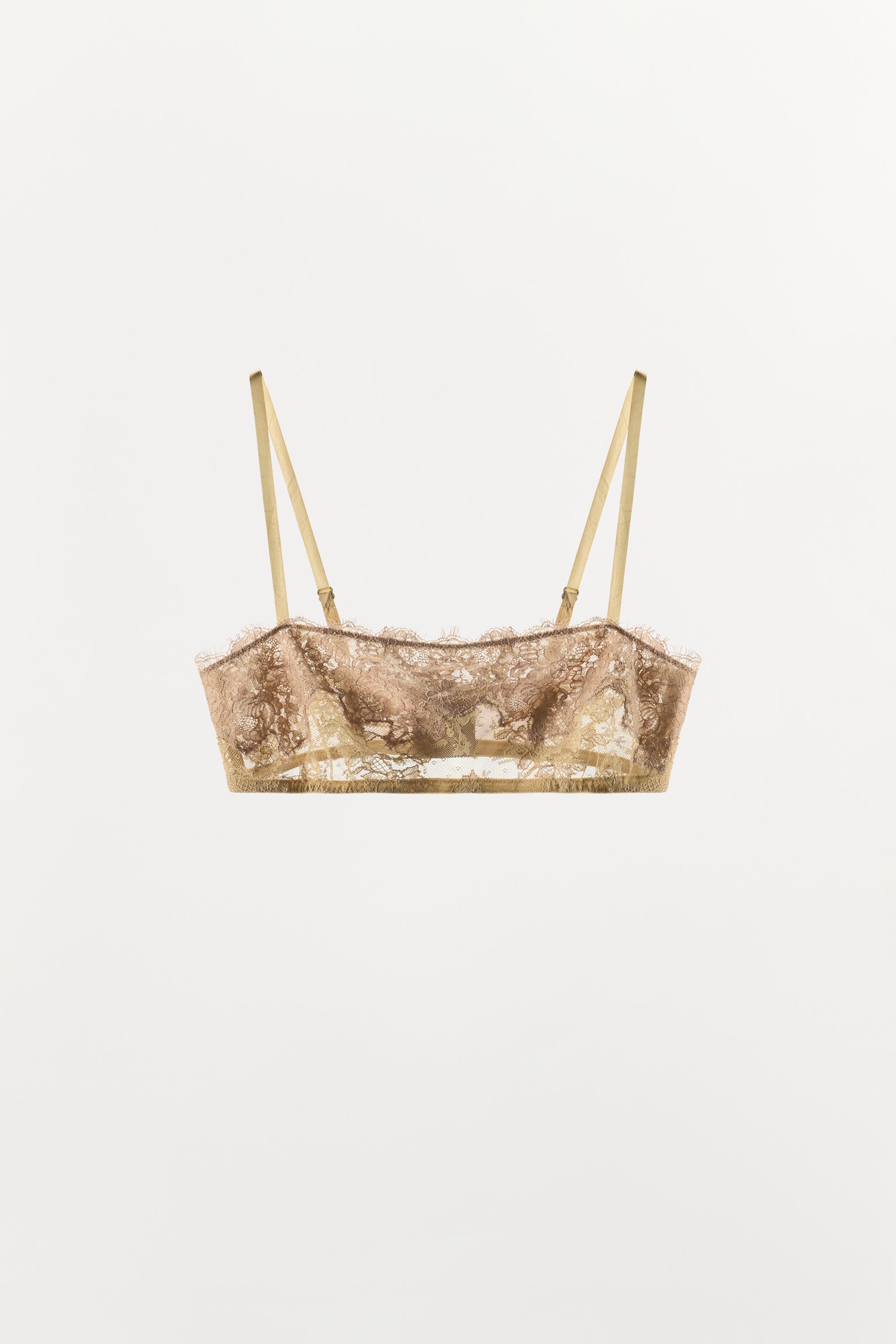 LACE BANDEAU BRA — Ecru