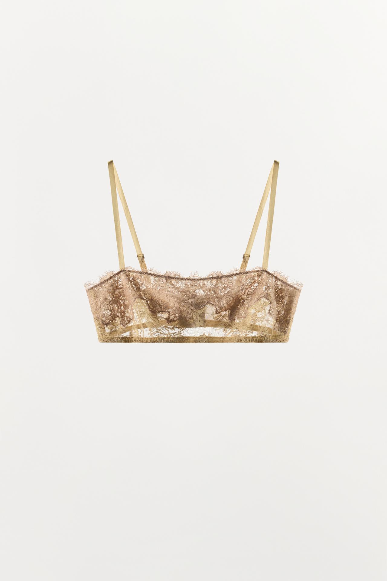 LACE BANDEAU BRA — Ecru