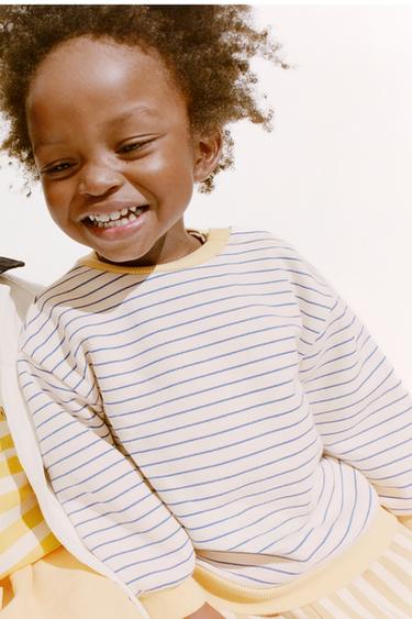 ZARA TIMELESS - СВІТШОТ У СМУЖКУ - Екрю/синій Zara