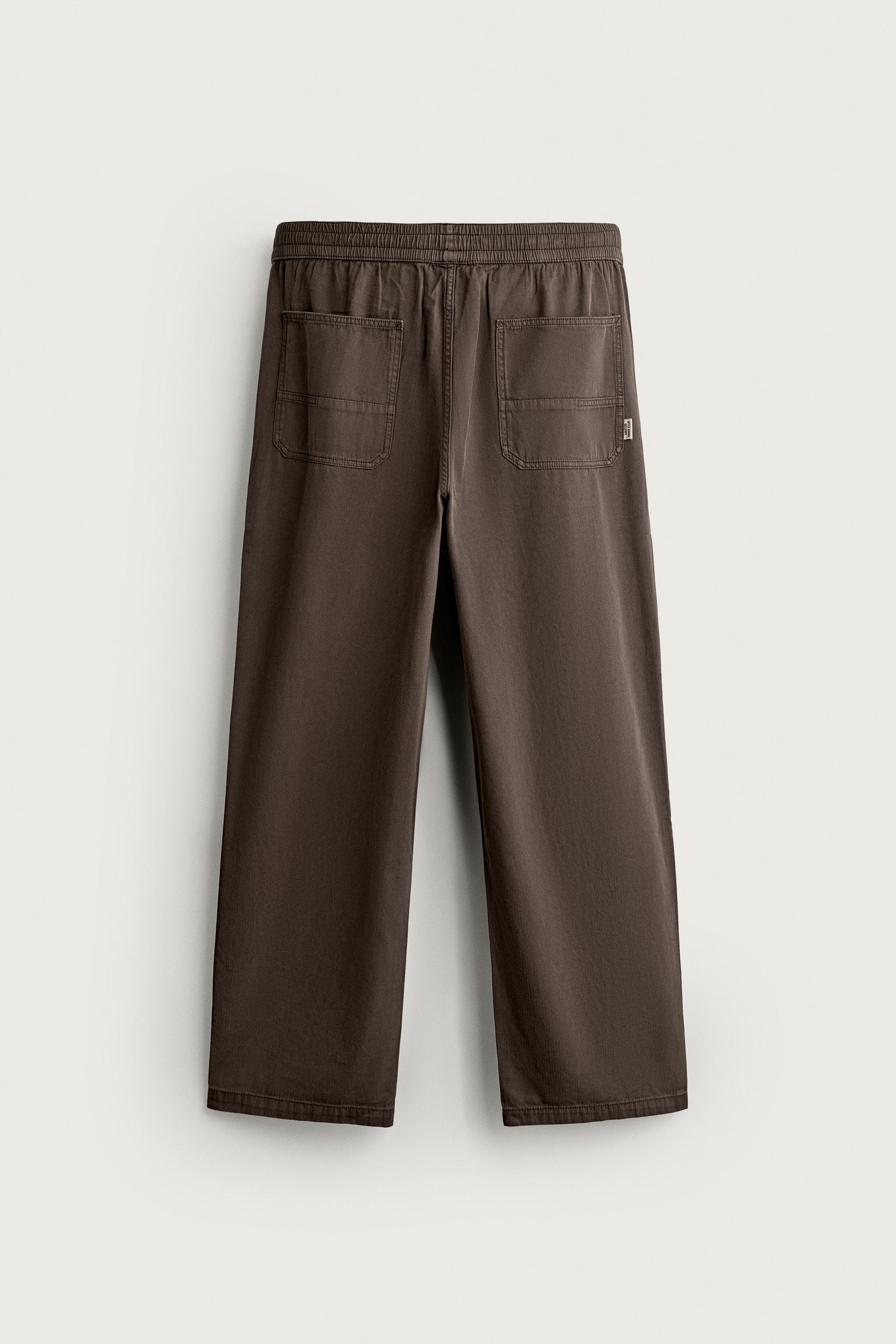 RELAXED FIT HERRINGBONE PANTS