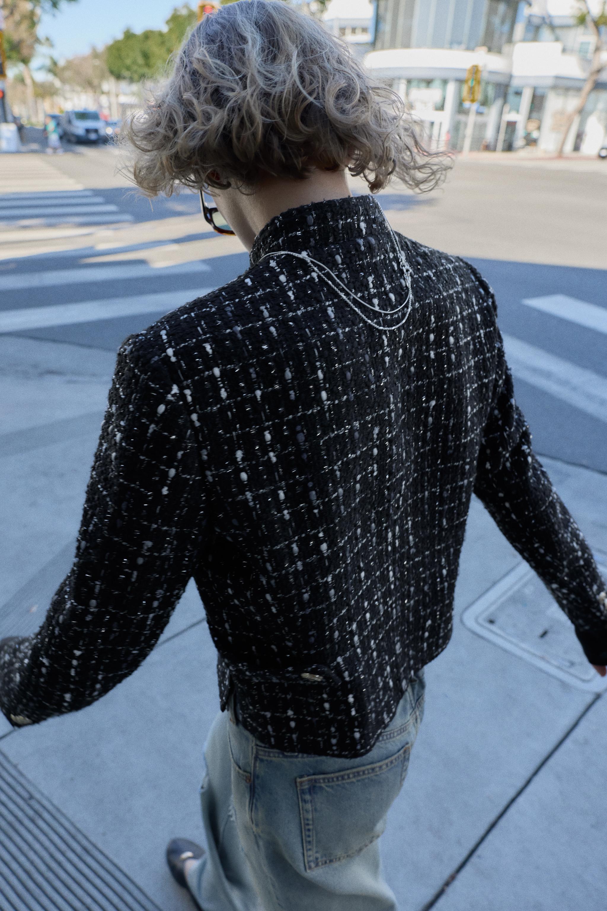 METALİK İPLİ DOKULU BLAZER - Görsel 8