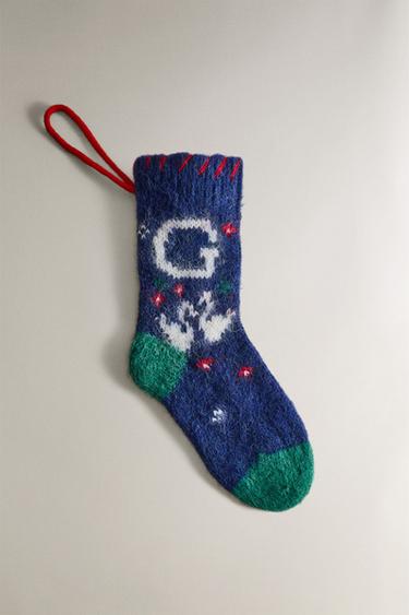 LETTER ‘G’ CHRISTMAS STOCKING DECORATION - Electric blue by Zara - Image 0