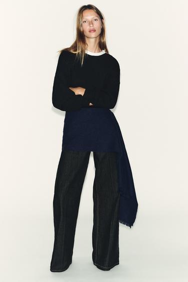 HAUT BOUTONNÉ CANNELÉ - Noir / Blanc de Zara