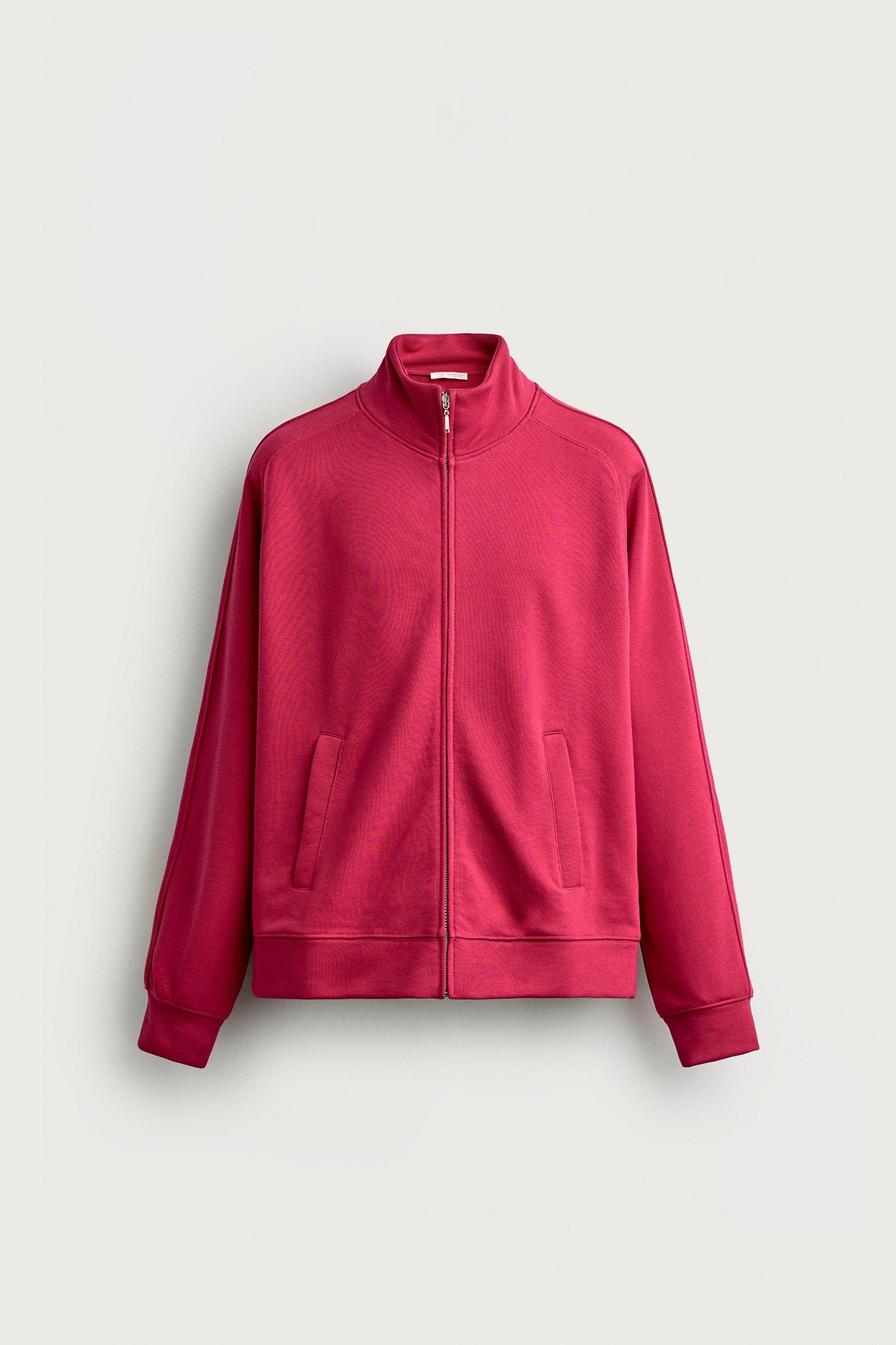 RELAXED FIT ZIP-UP SWEATSHIRT - Fuchsia | ZARA United States