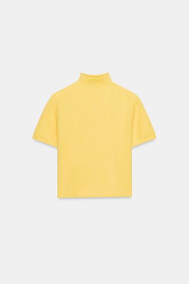 PULL MANCHES COURTES MAILLES DOUCES - Jaune de Zara - Image 2